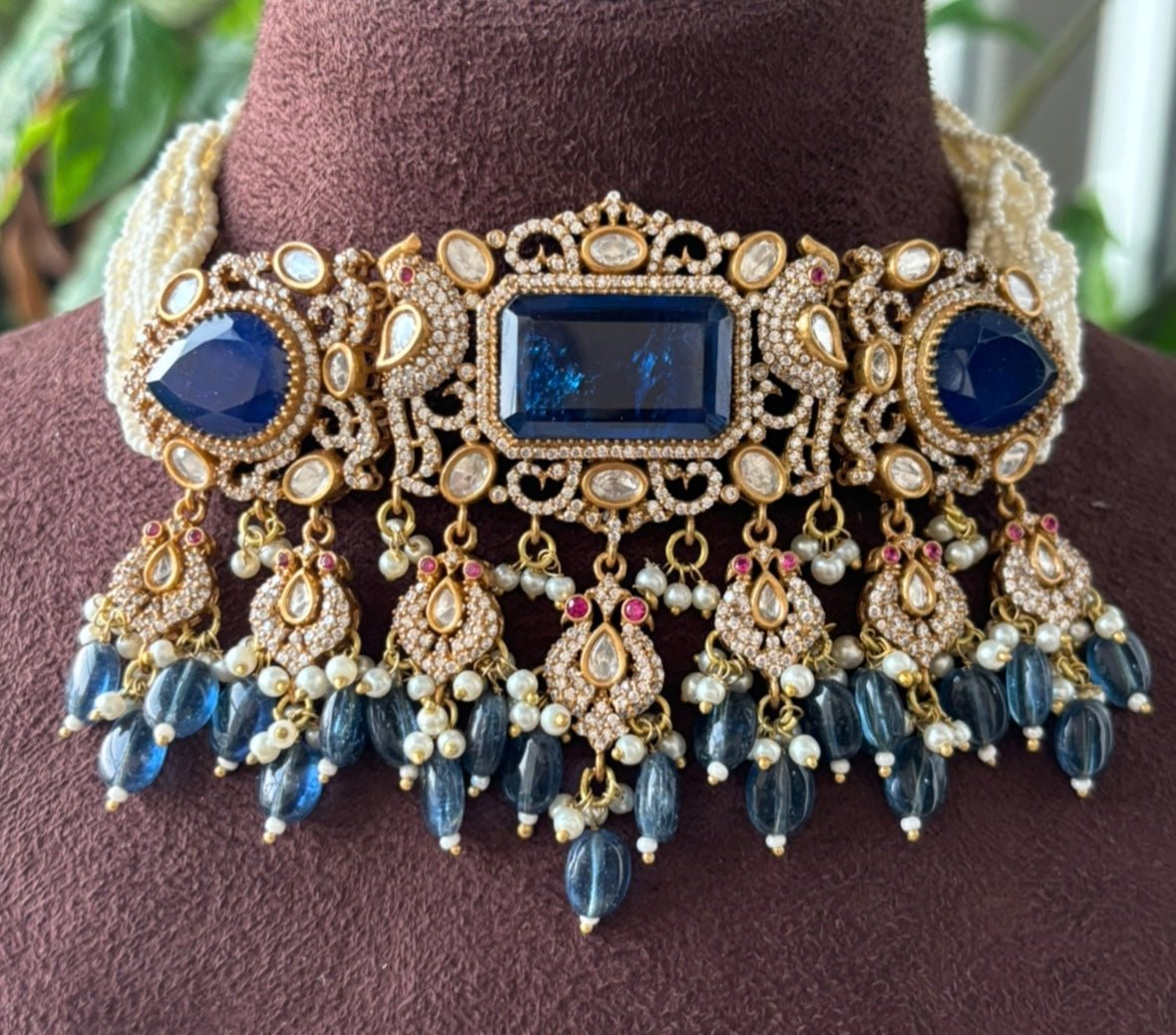 Beautiful kundan peacock choker set - MR Jewels