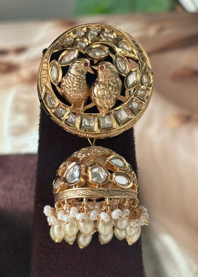 Bold and Beautiful Designer Bird Jewelry Set with Pearl Accents - MR Jewels