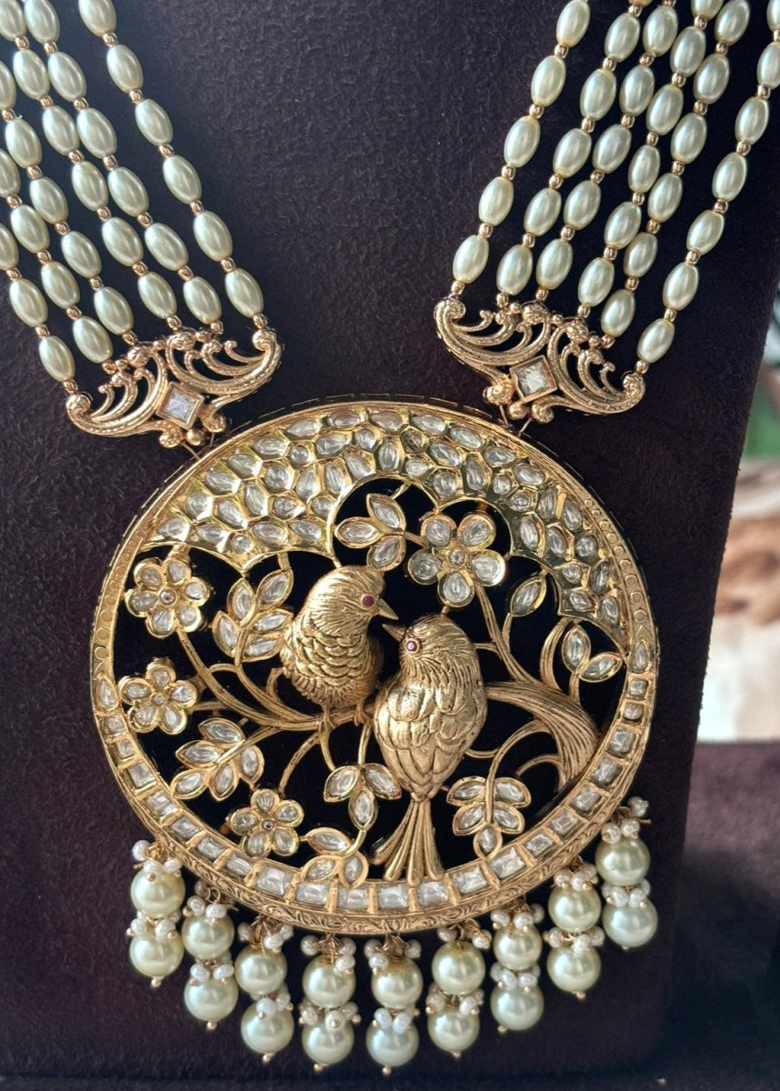 Bold and Beautiful Designer Bird Jewelry Set with Pearl Accents - MR Jewels