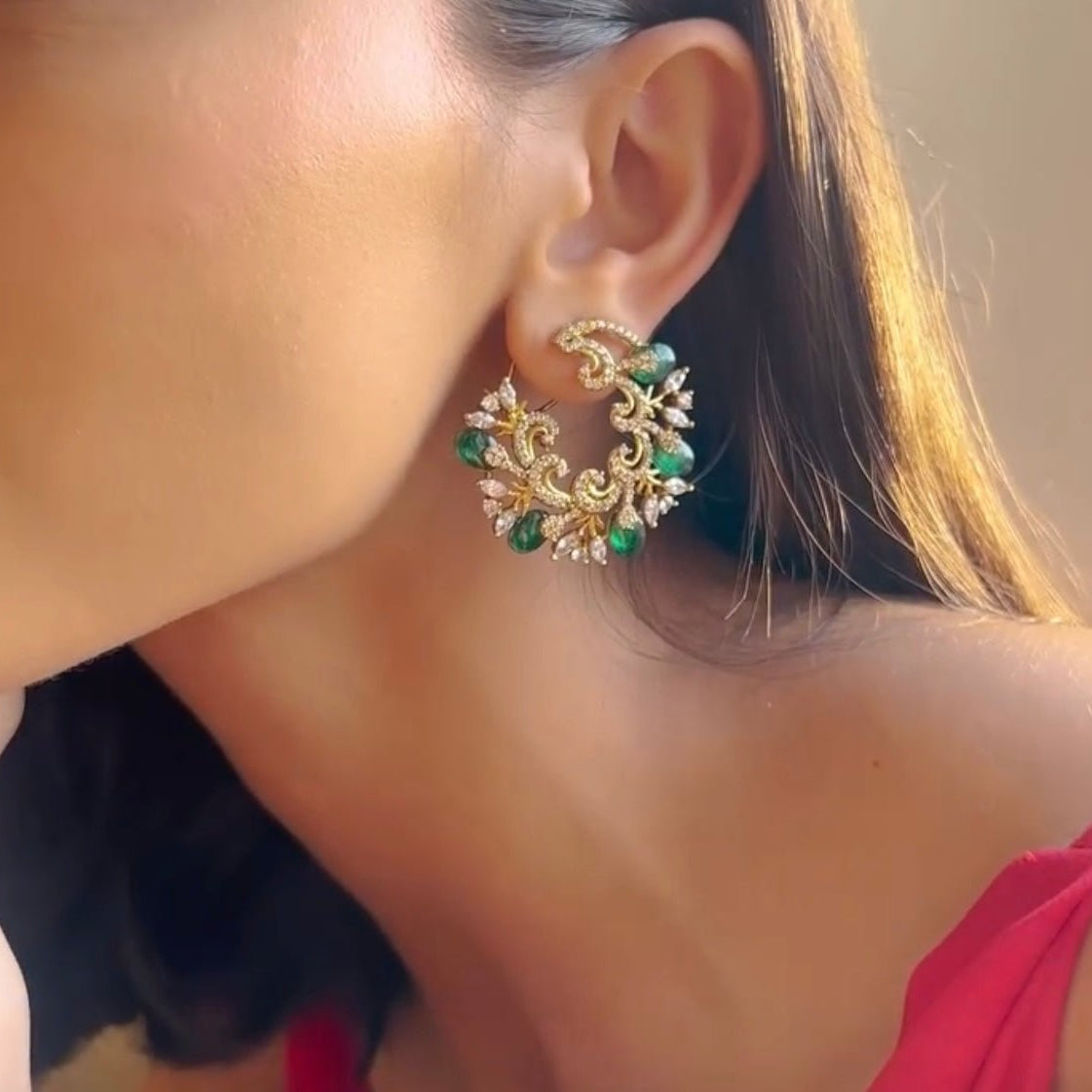 Designer Hoop Earrings Studs - Micron Gold plated - MR Jewels