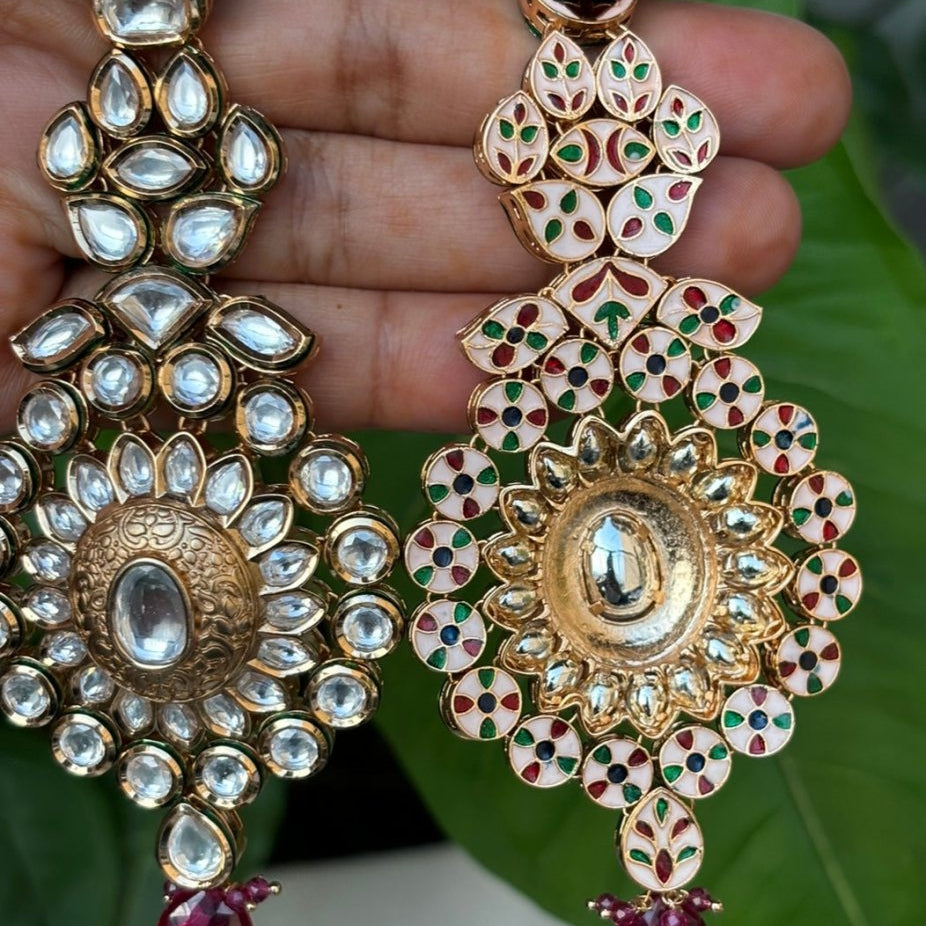 Golden Aura Kundan Statement Earrings - MR Jewels