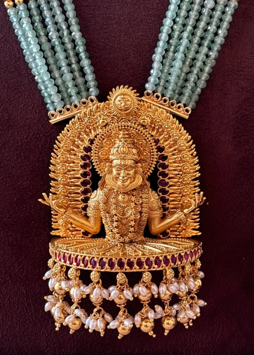 Kathakali inspired Designer Antique Gold Finish Necklace Set for Women - MR Jewels