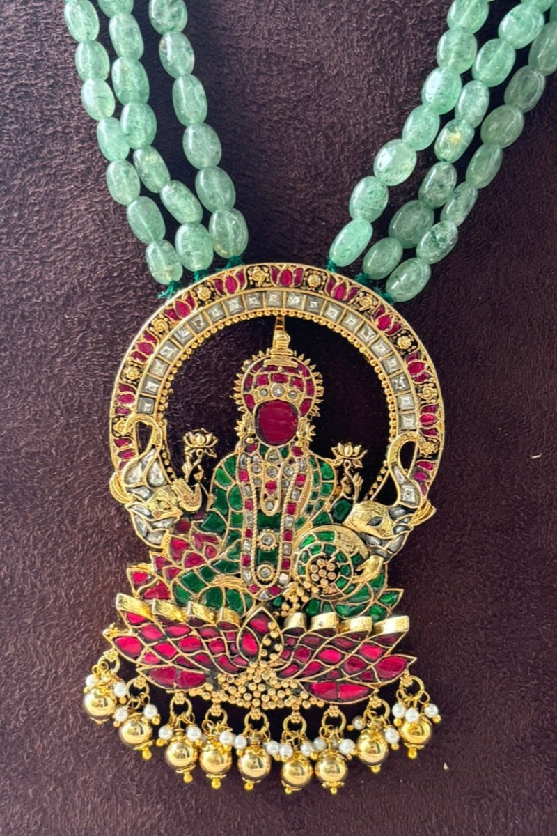 Lotus Grace Lakshmi Emerald Necklace - MR Jewels