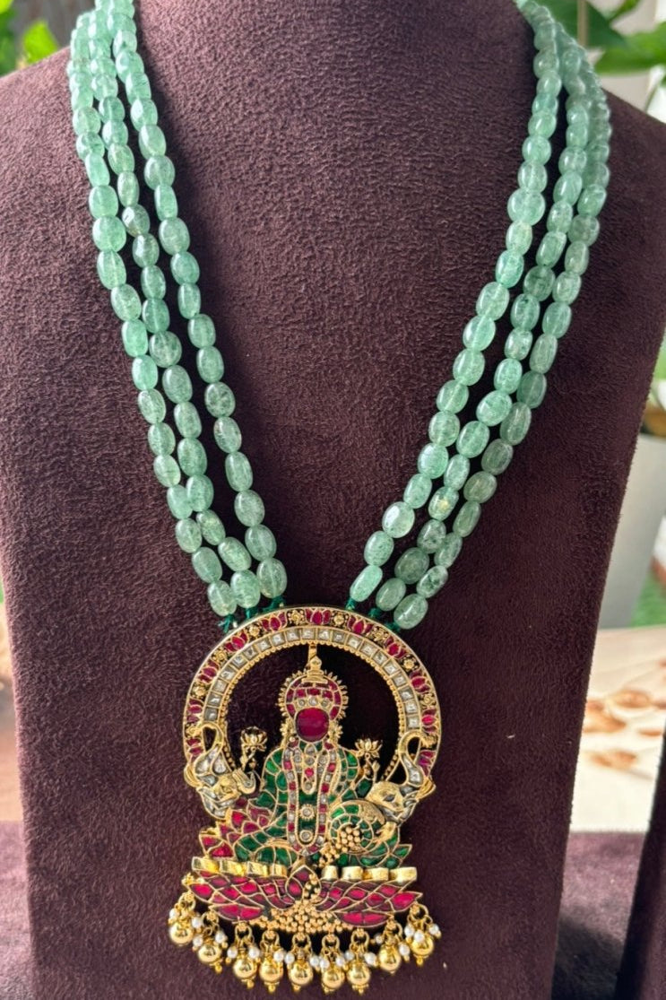 Lotus Grace Lakshmi Emerald Necklace - MR Jewels