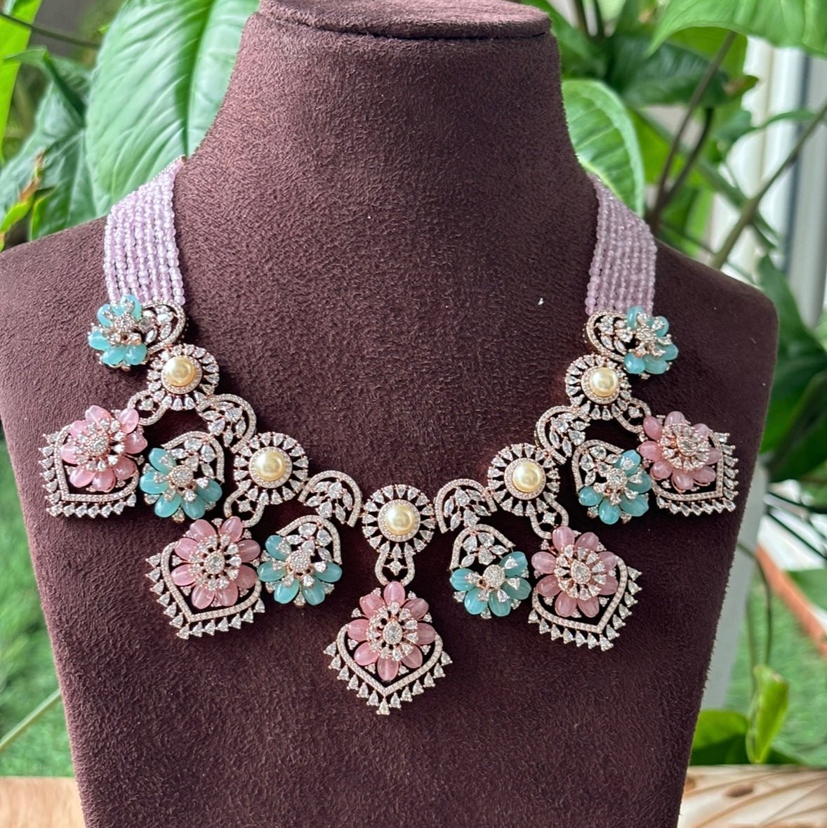 Pastel Beaded Exclusive Designer set - micron Rose gold plated - MR Jewels