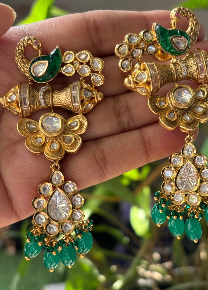 Peacock Bliss Designer Emerald Jewelry Set - MR Jewels