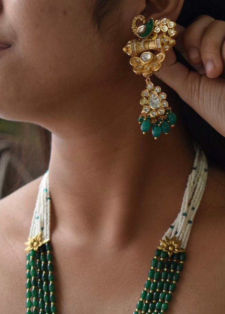 Peacock Bliss Designer Emerald Jewelry Set - MR Jewels