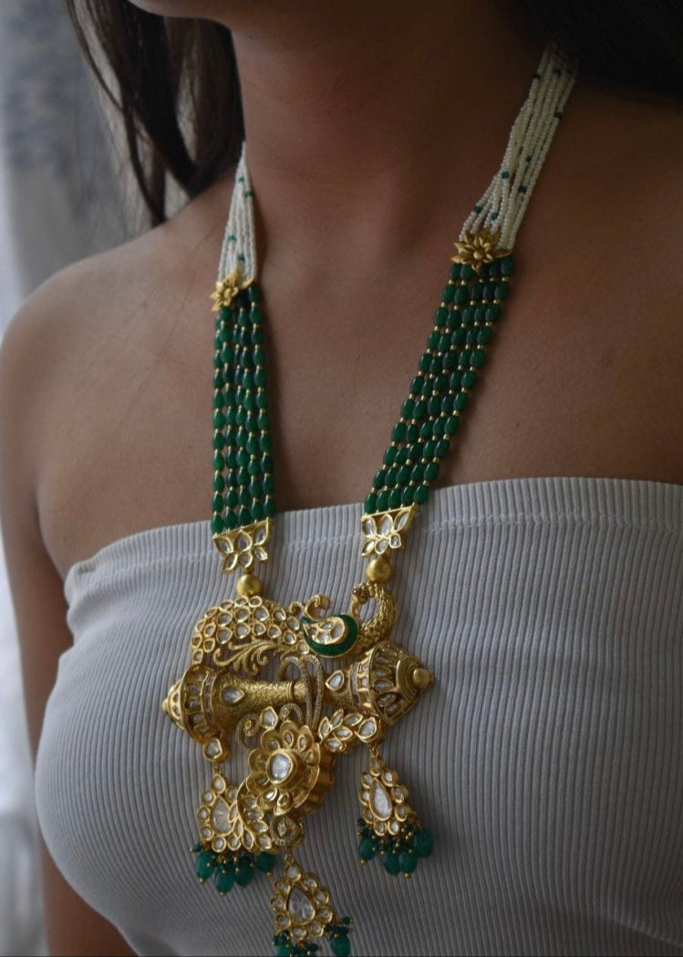 Peacock Bliss Designer Emerald Jewelry Set - MR Jewels