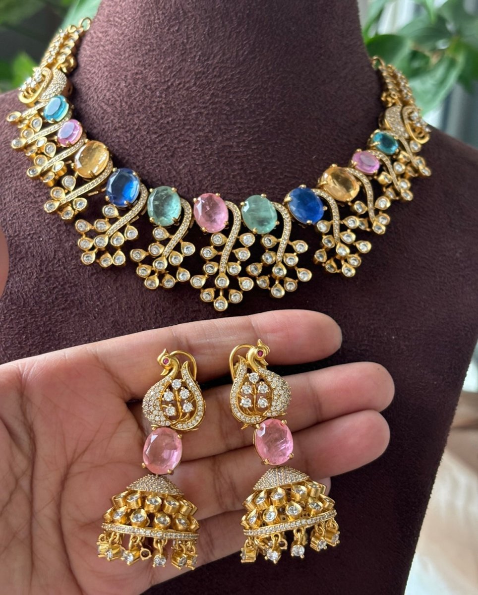Radiant Twilight Doublet Set with matching jhumkis - MR Jewels