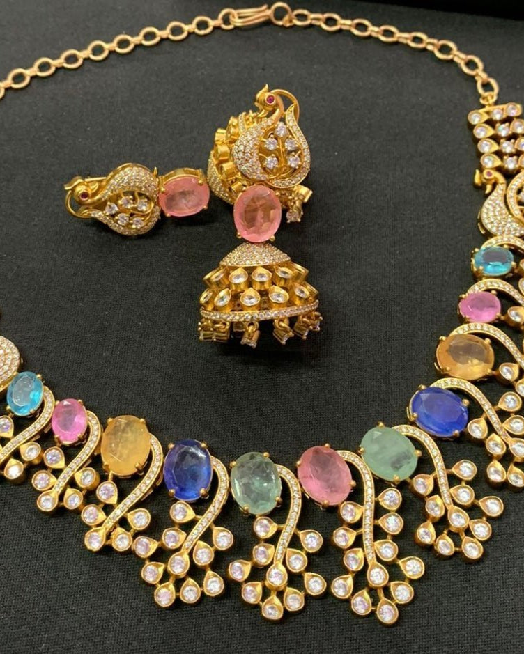 Radiant Twilight Doublet Set with matching jhumkis - MR Jewels