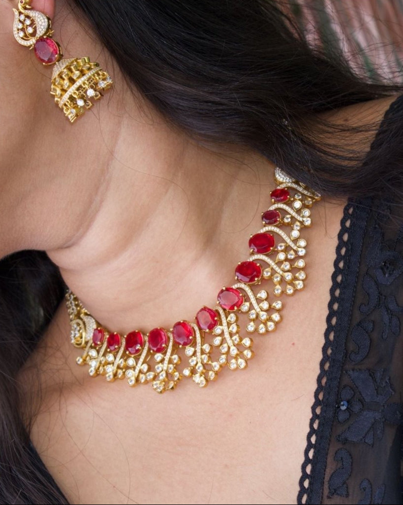 Radiant Twilight Doublet Set with matching jhumkis - MR Jewels