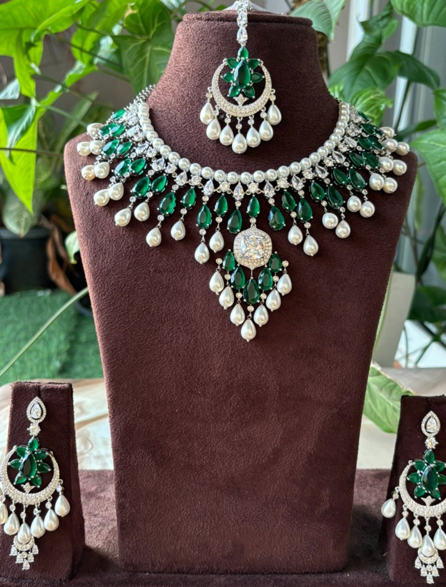 Regal Radhika Merchant - Inspired Necklace Set with Maangtikka and Earrings - MR Jewels