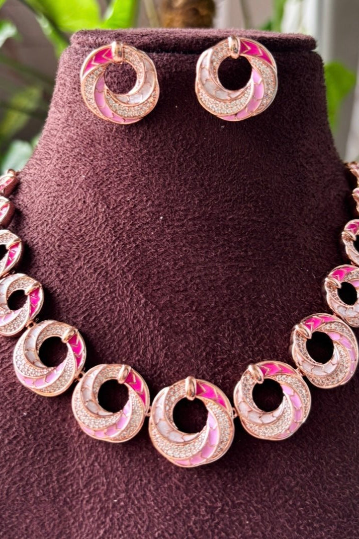 Twilight Swirl Meenakari Necklace Set - MR Jewels