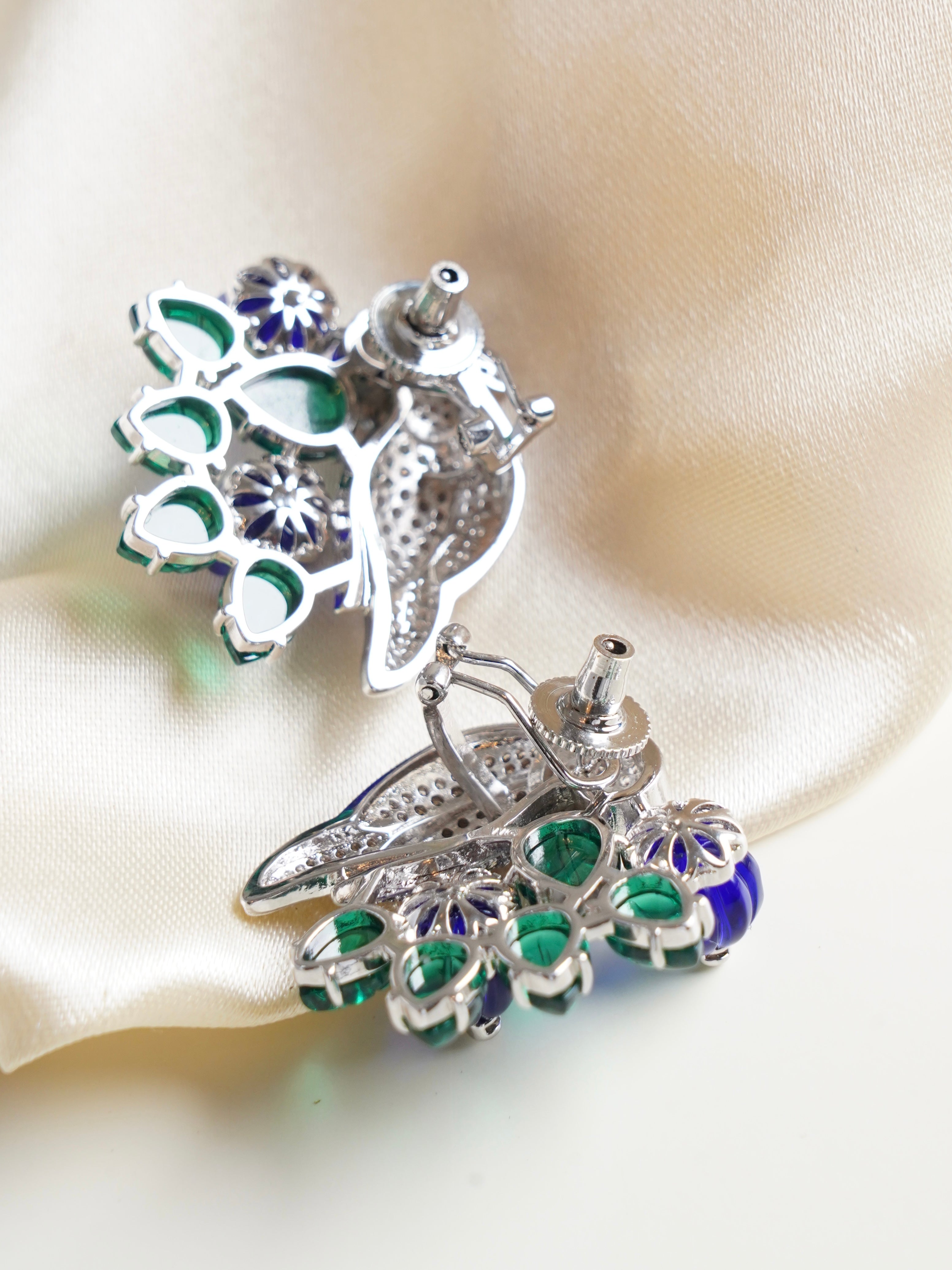 Rear view of Nocturne Bloom earrings showing screw‑back closure and openwork detailing