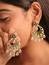 Exquisite Polki Enamel Chandbali Earrings