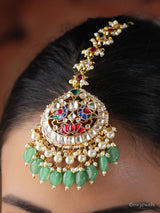 Bridal Kundan Maang Tikka & Pearl Drop Earrings Set