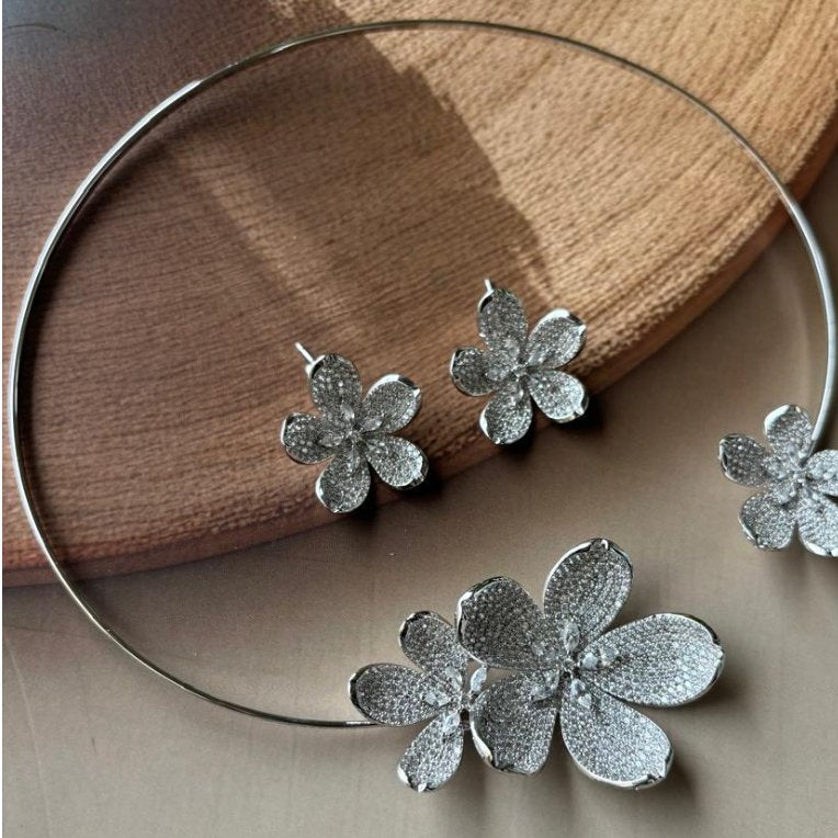 18k White Gold Plated Designer Western Necklace - Antitarnished - MR Jewels