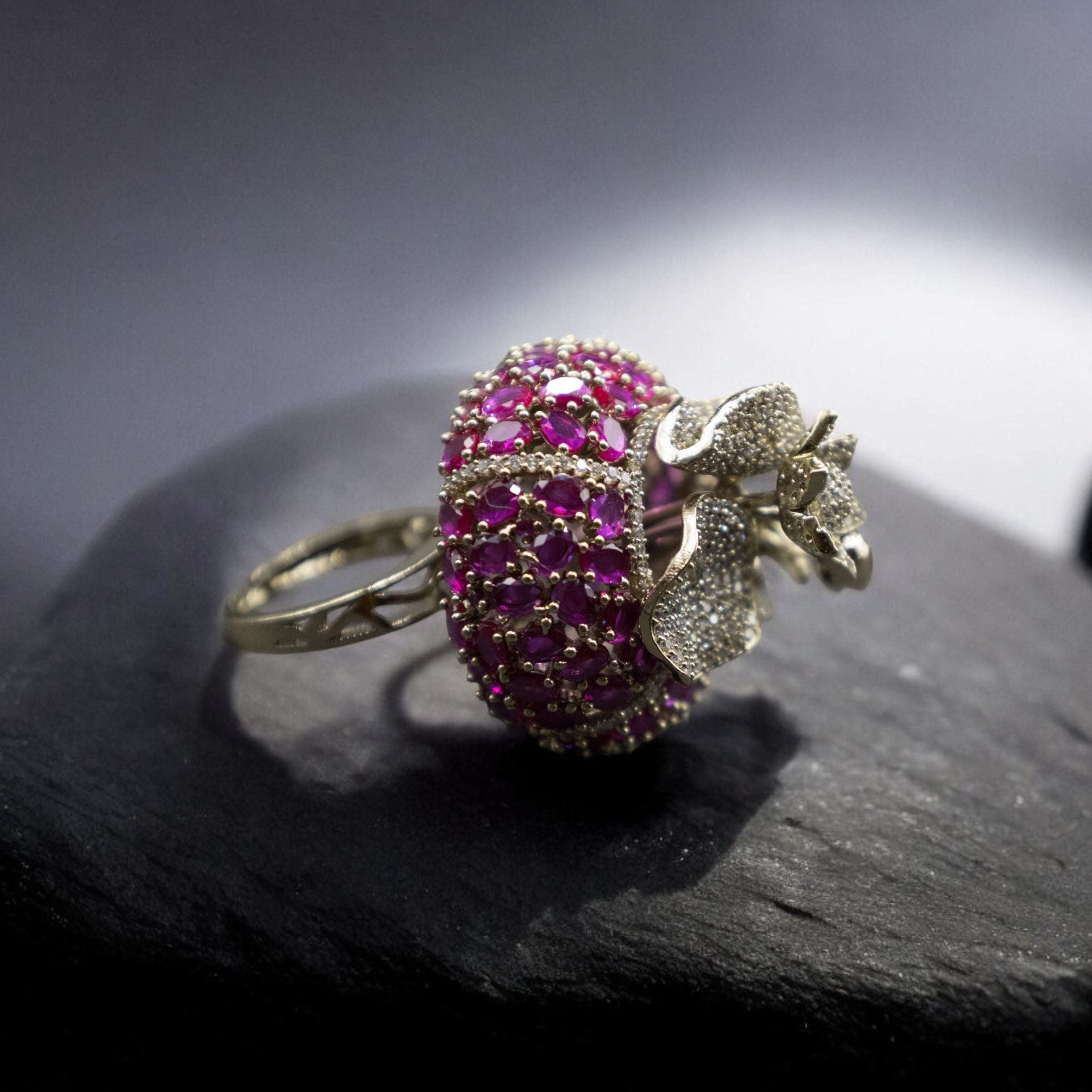 Stone cut Designer Cocktail Ring- Free Size ( Adjustable)