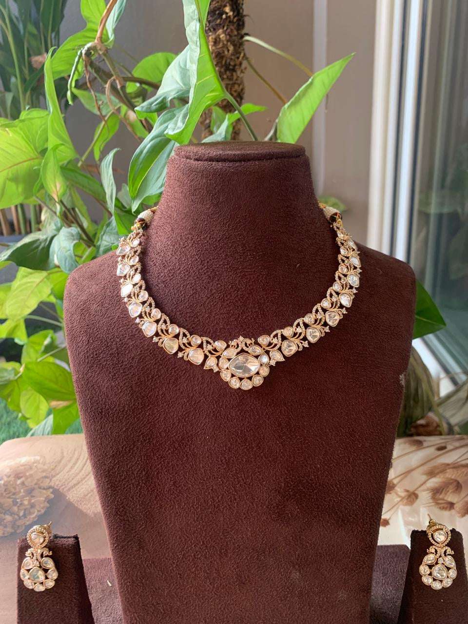 Peacock Majesty: Moissanite Kundan Necklace