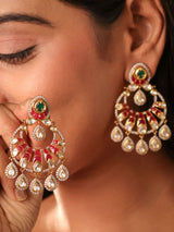 Exquisite Polki Enamel Chandbali Earrings