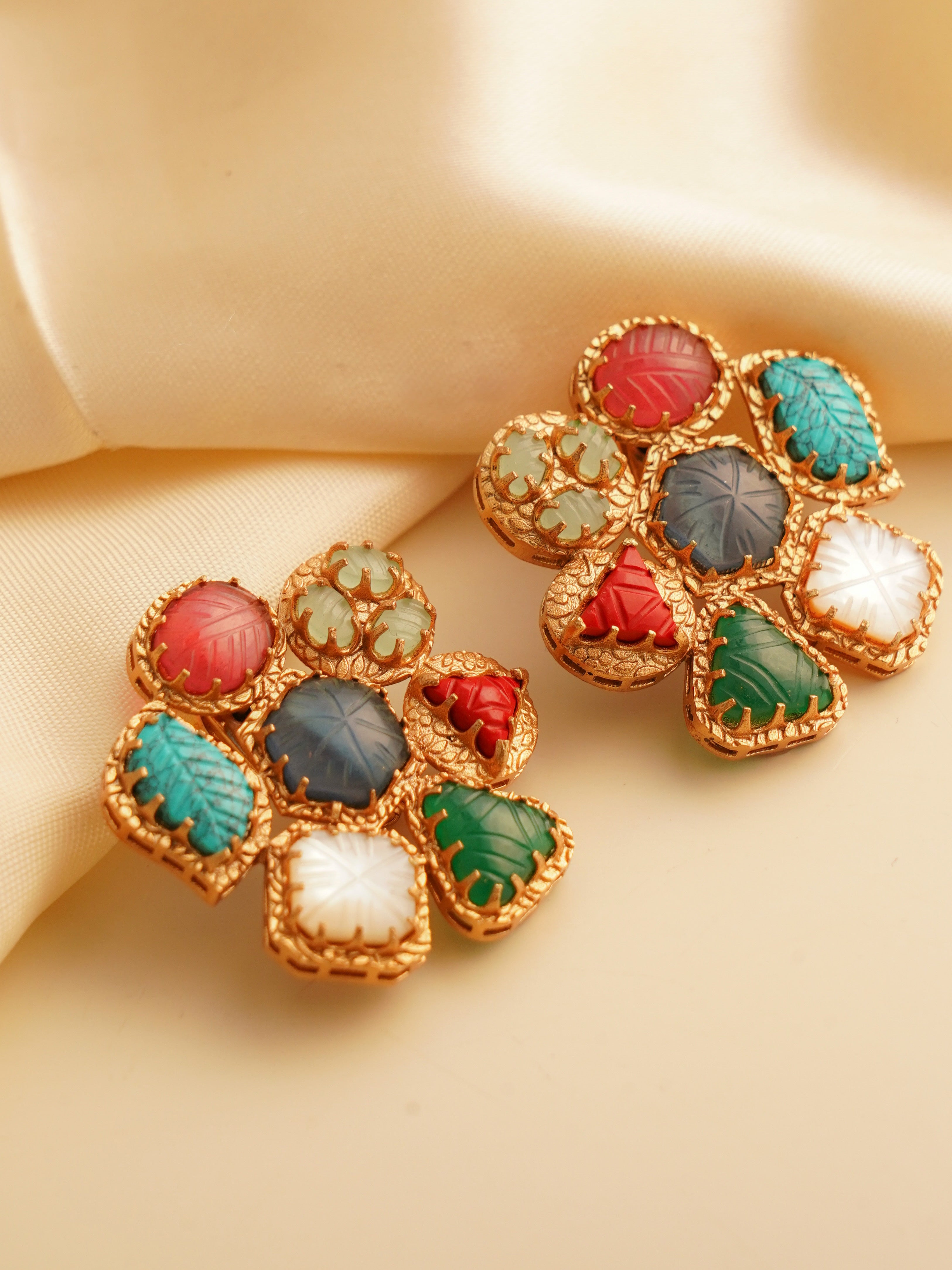 Backside of lotus choker with adjustable tie and meenakari craftsmanship