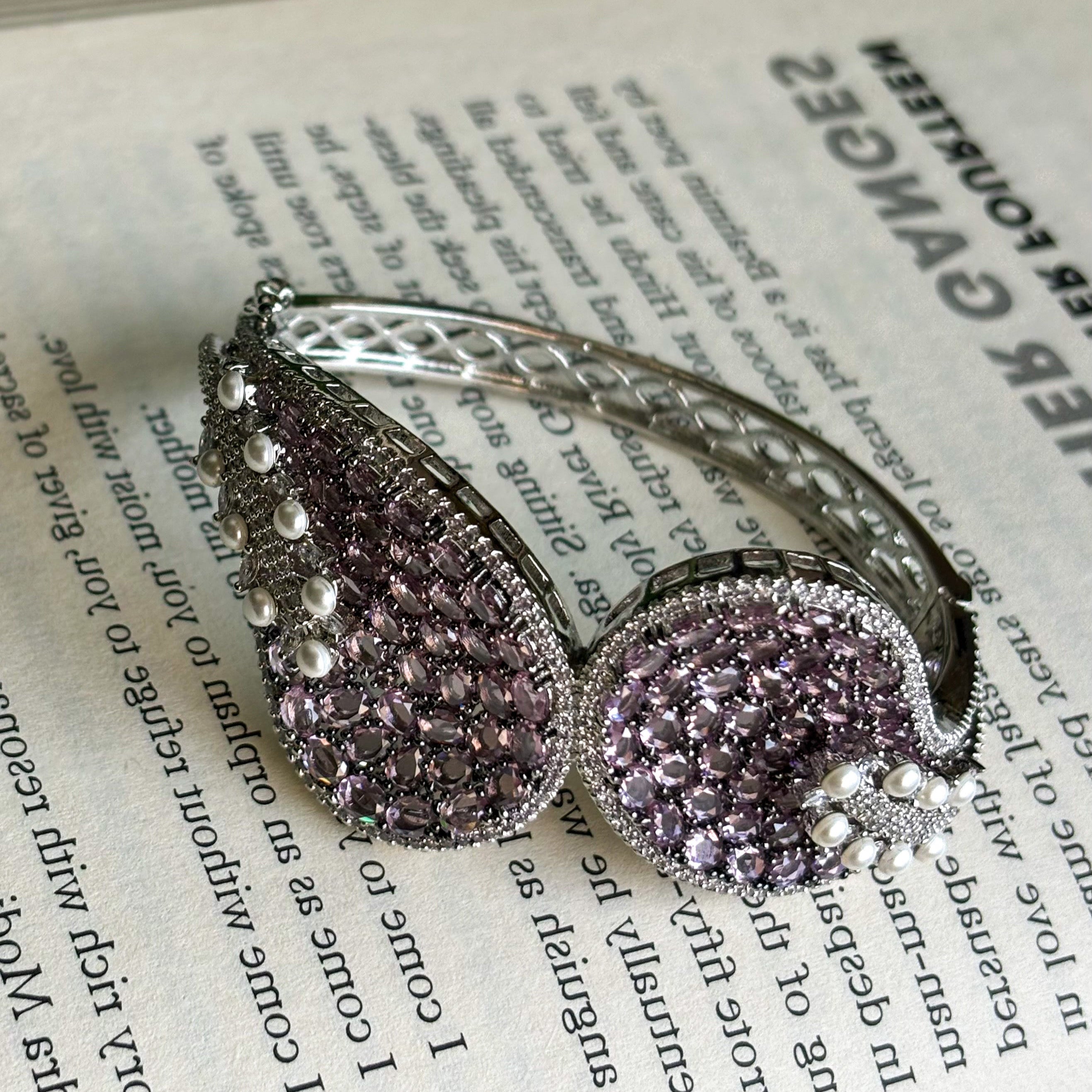 Top view of bracelet highlighting elegant rose-cut stone placement and gold polish