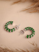 Half-Hoop Earrings in Sapphire, Emerald & Ruby Tones