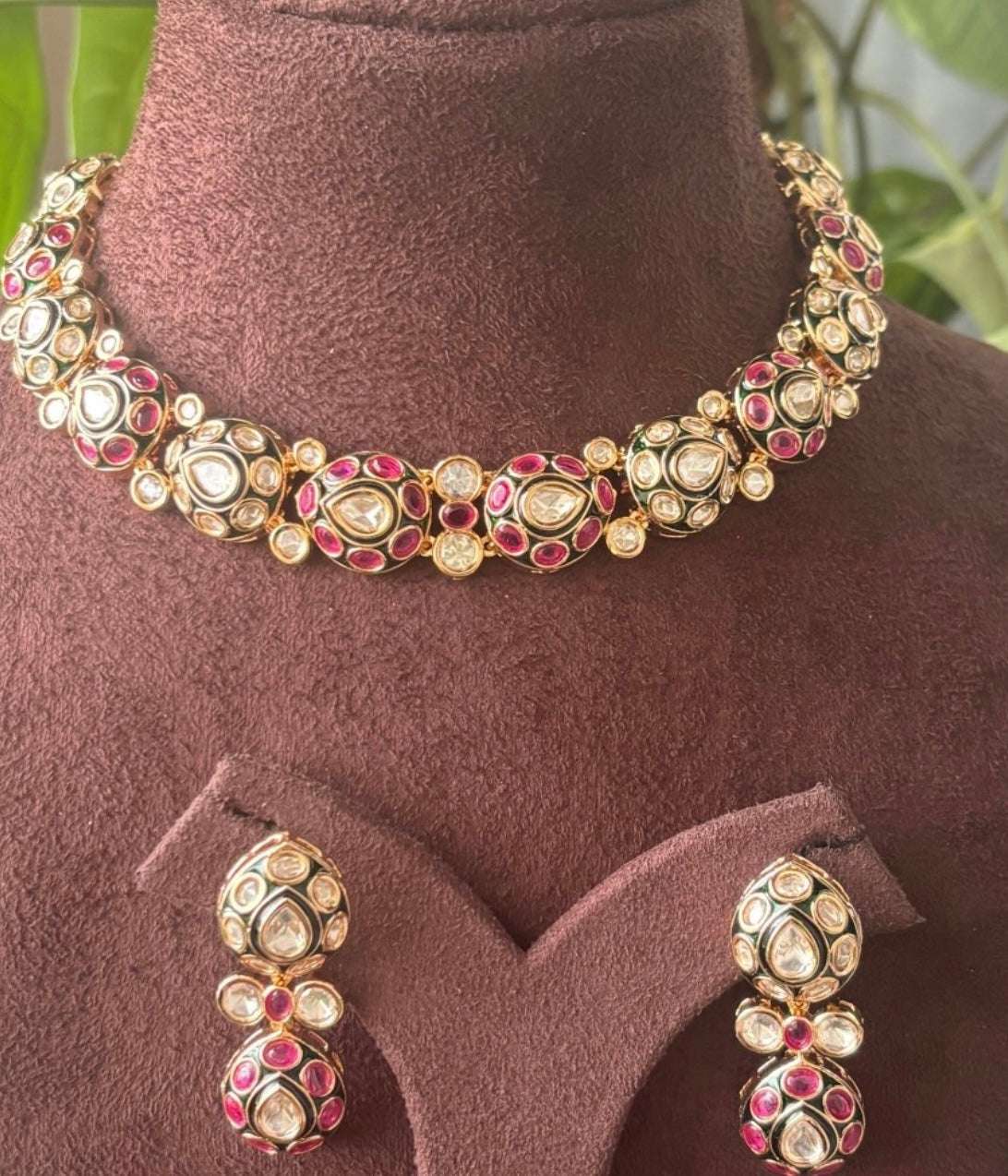 Kiara Meenakari Necklace set with matching  Earrings