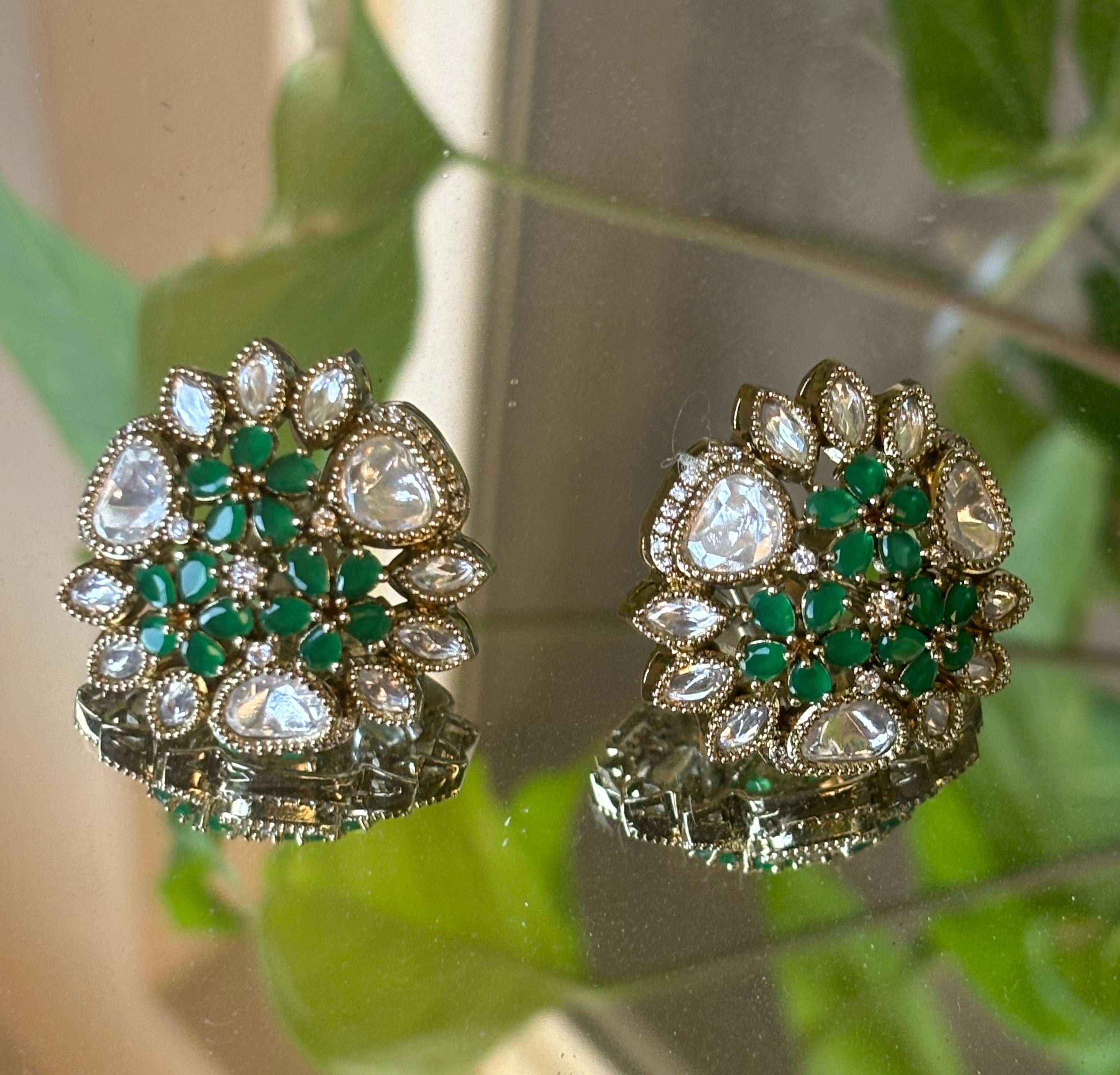 Victorian Bloom Stud Earrings( With back clip)