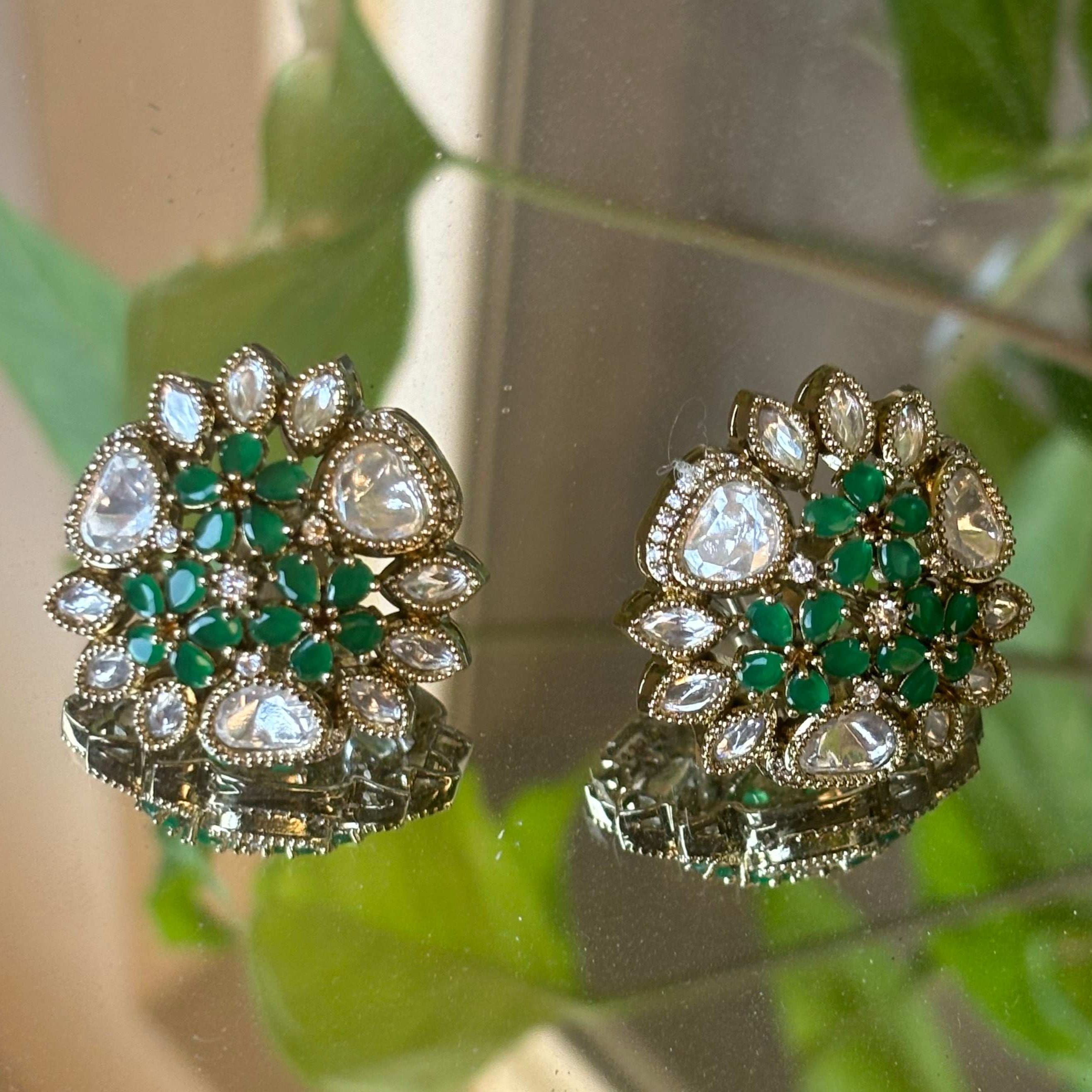 Victorian Bloom Stud Earrings( With back clip)