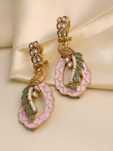 Peacock Elegance Enamel Earrings