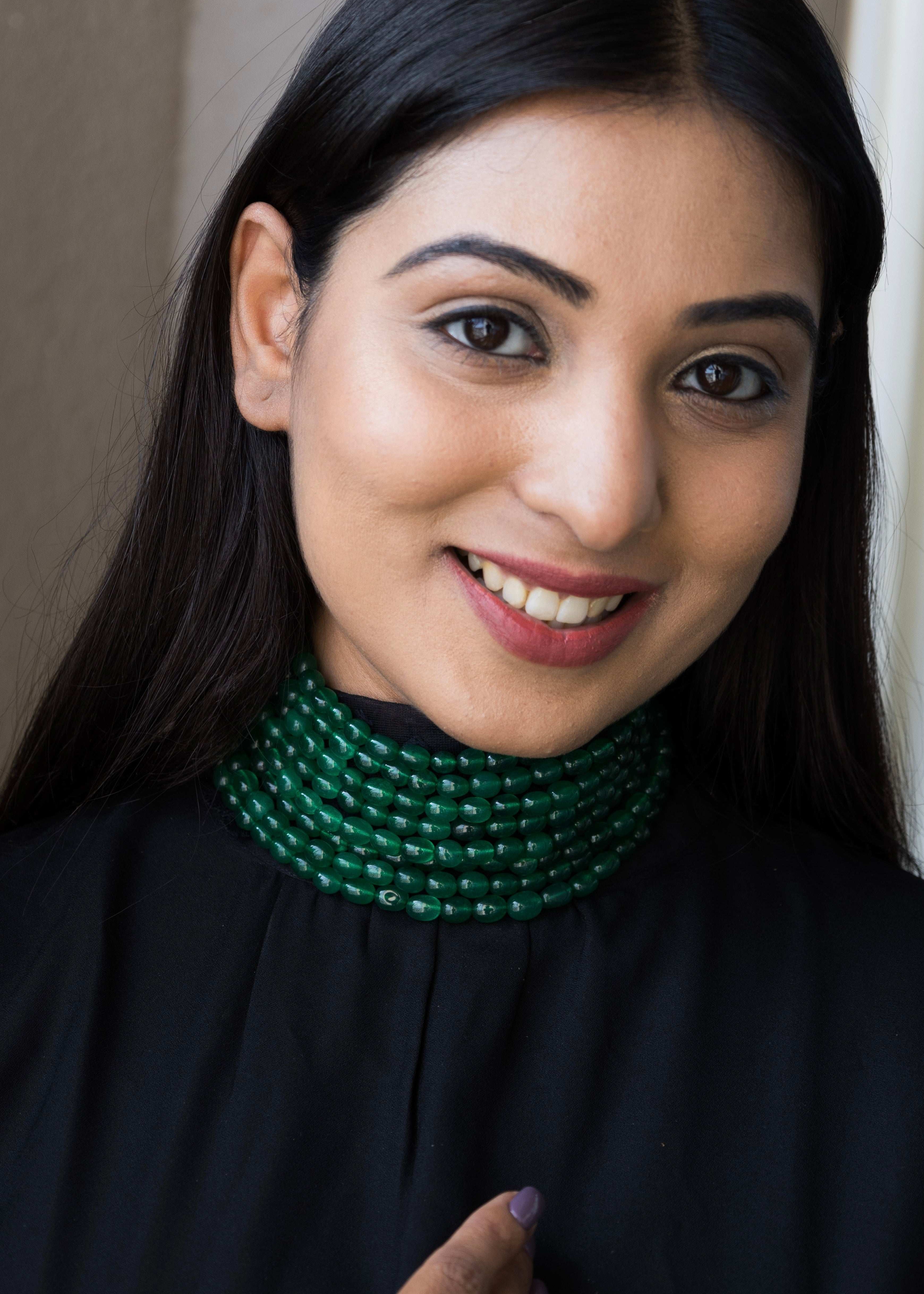 Emerald and Ruby: Multi-Layered indo western Choker