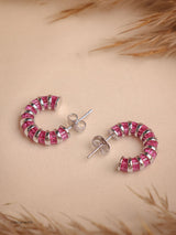 Half-Hoop Earrings in Sapphire, Emerald & Ruby Tones