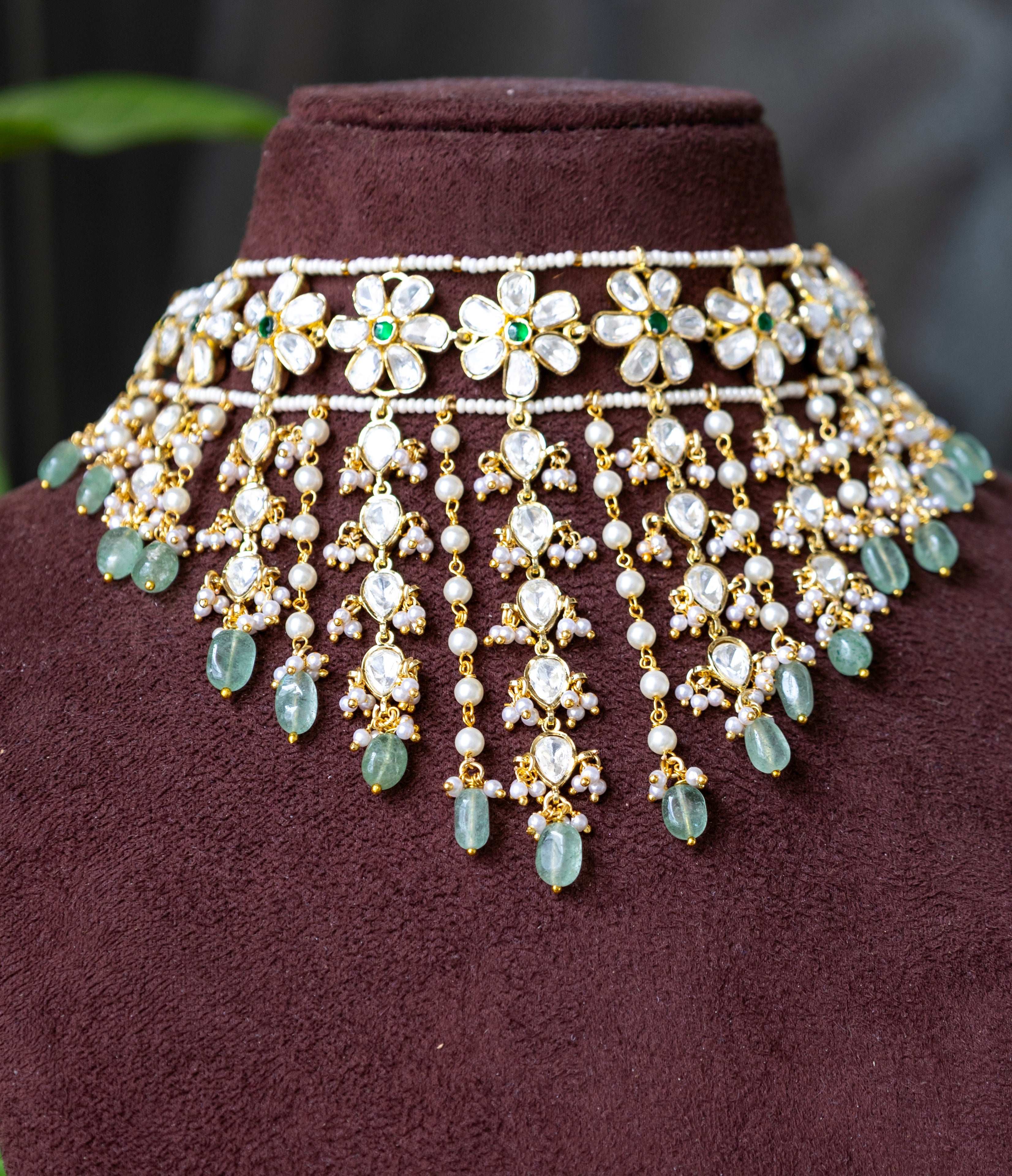 Shrishti Moissanite Fall Heavy Polki choker Set