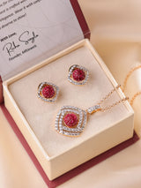 Eshana Statement American Diamond Pendant Set