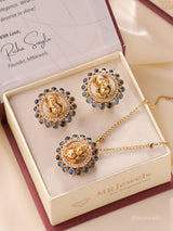 Ganesha Temple Pendant Set with Stud Earrings