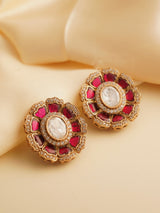 Floral Polki Stud Earrings