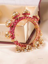 Royal Kundan Kada with Pearl Drops