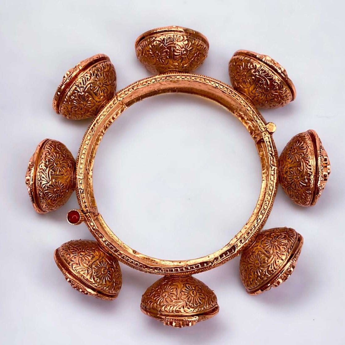 Royal Antique Polki Openable Kada Bangle Gold Plated
