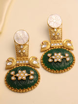 Peacock Carved Gemstone Earrings