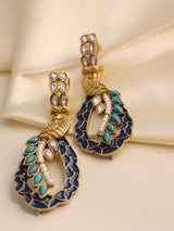 Peacock Elegance Enamel Earrings