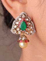 Statement Polki Dangle Pearl Drop Earrings
