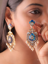 Kundan Peacock Pearl Dangler Earrings