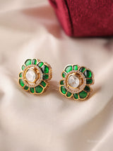 Floral Kundan Enamel Stud Earrings