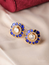 Floral Kundan Enamel Stud Earrings