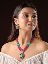 Suhani Emerald Beaded Pendant Necklace Set
