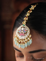 Bridal Kundan Maang Tikka & Pearl Drop Earrings Set
