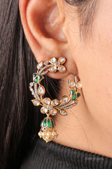 Polki Pearl Drop Dangle Jhumka Earrings