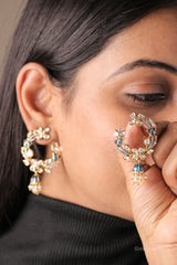 Polki Pearl Drop Dangle Jhumka Earrings