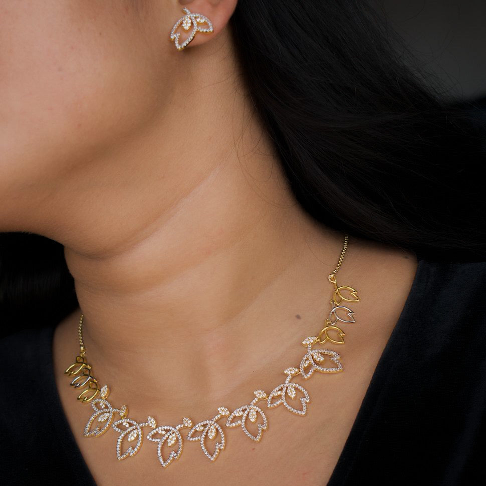 Dainty diamond necklace set with delicate chain and minimal solitaire design